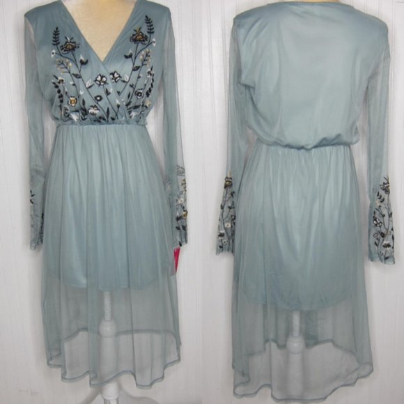 Xhilaration Dresses & Skirts - Xhilaration Misty Sage Sheer Dress Size S